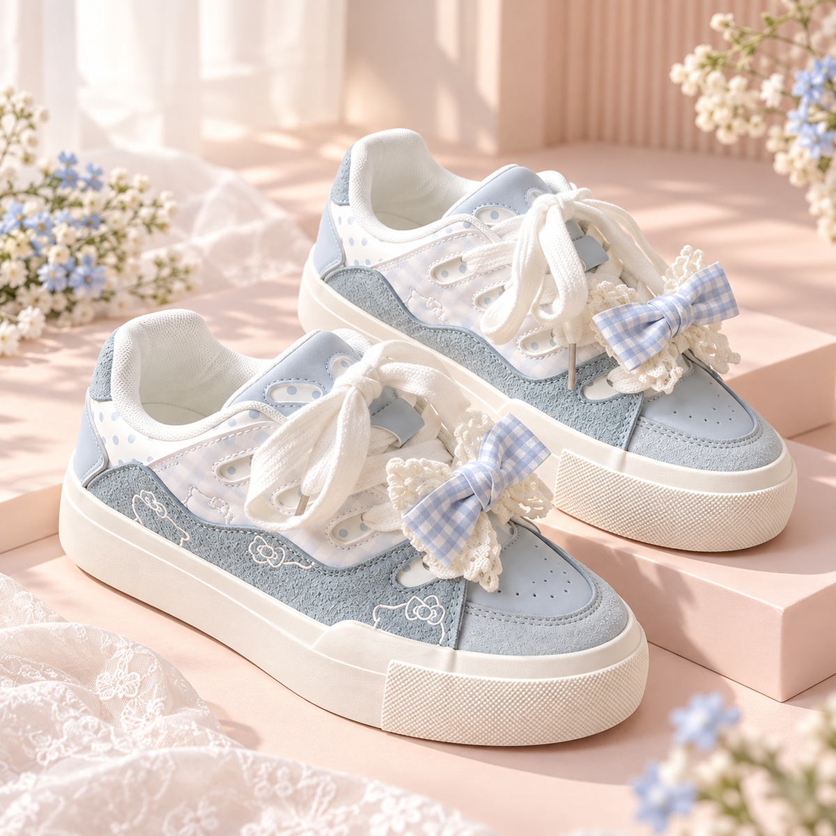 Butterfly Knot Suede Flat Sneakers