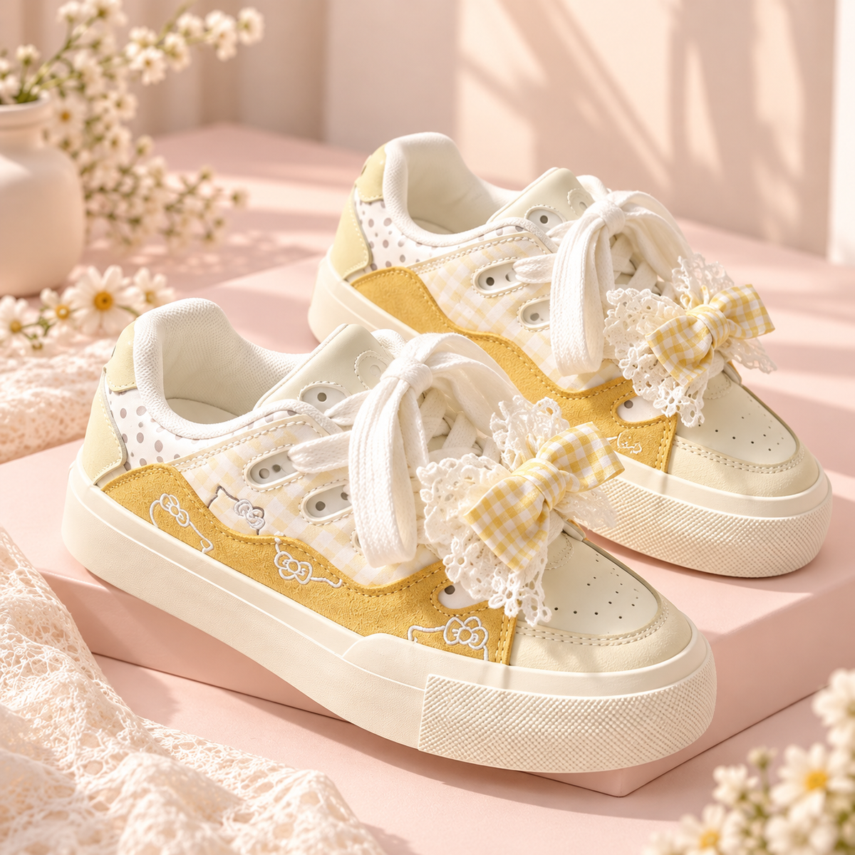 Butterfly Knot Suede Flat Sneakers