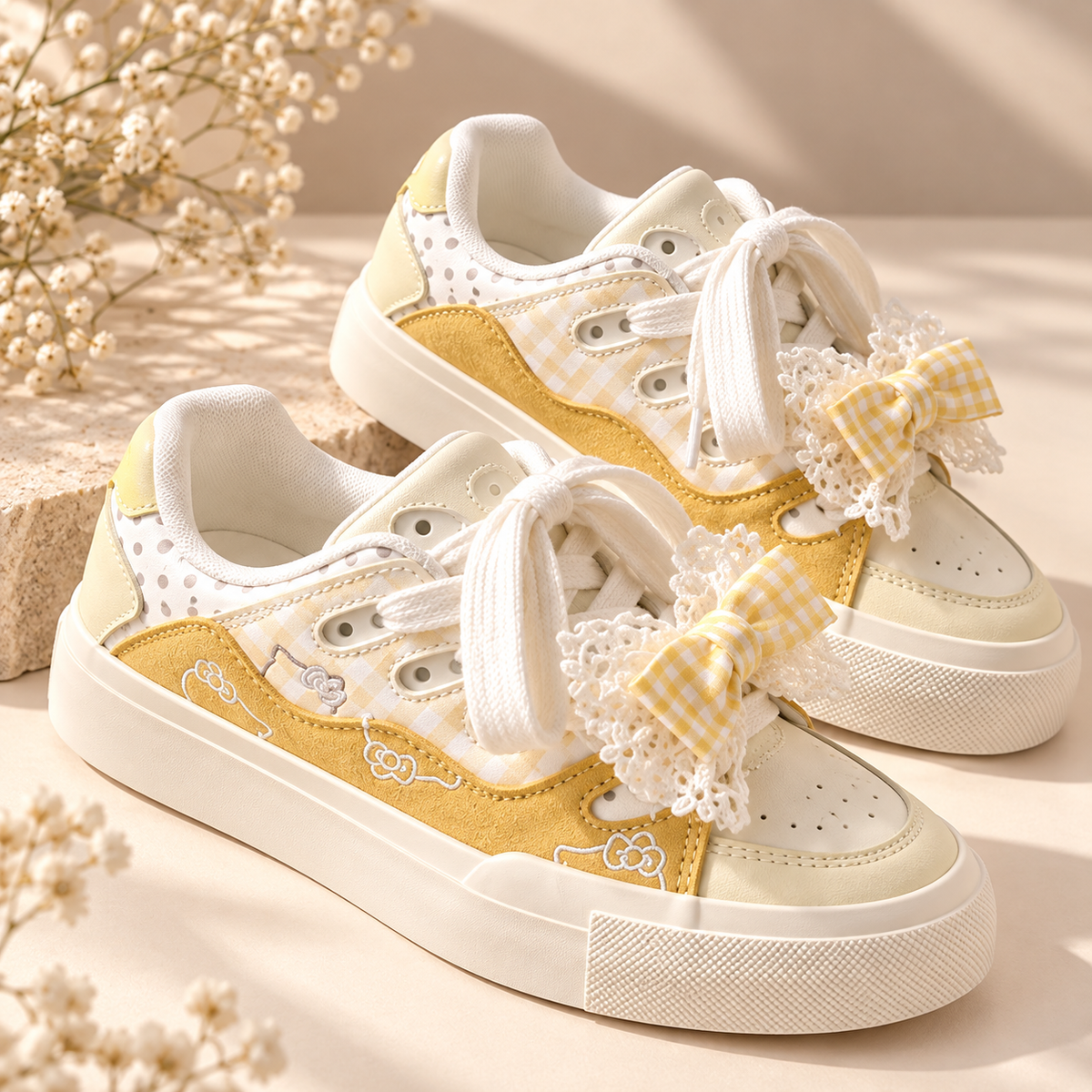 Butterfly Knot Suede Flat Sneakers