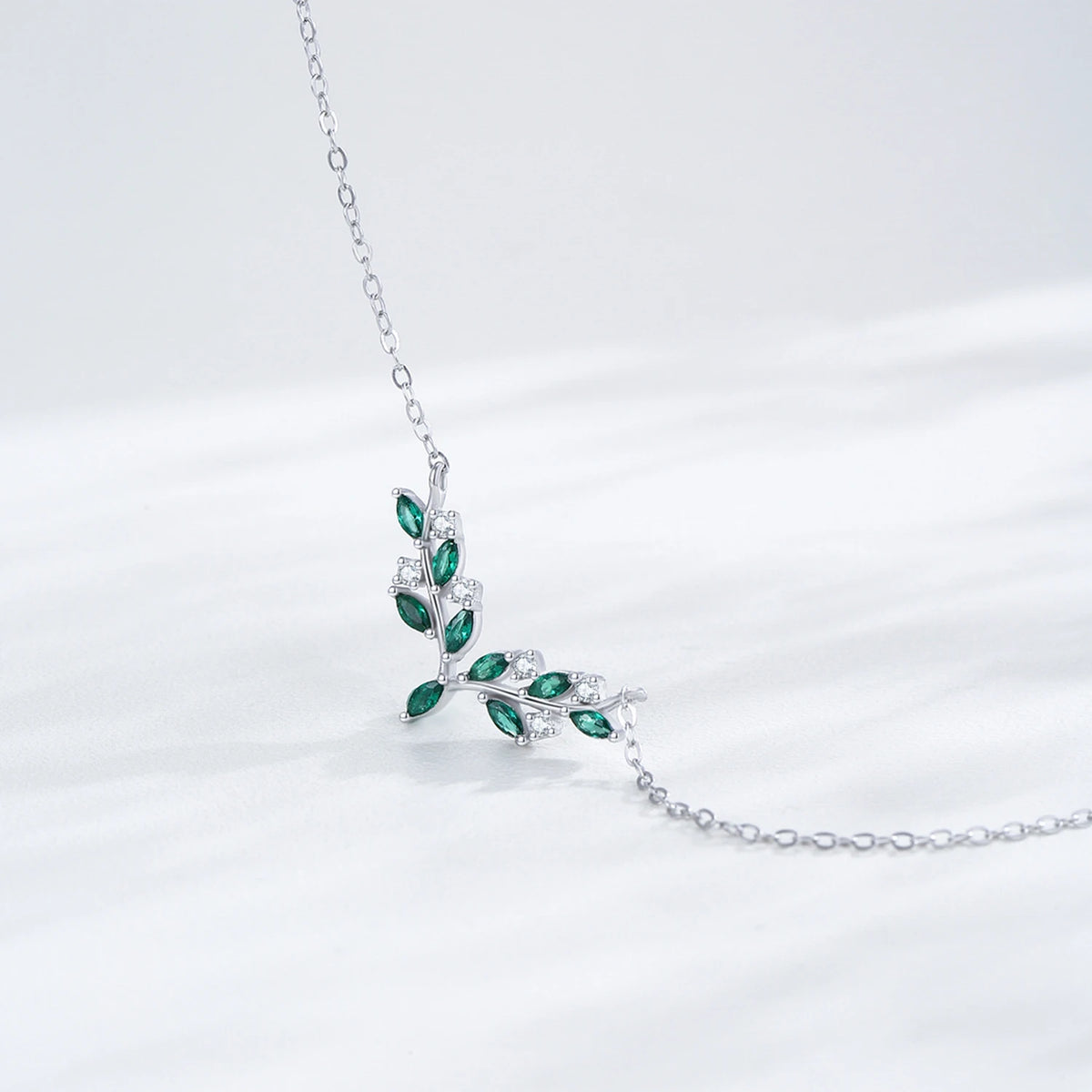 Green Olive Branch Necklace