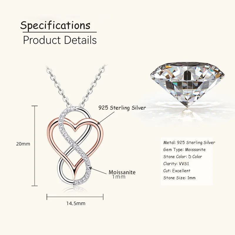 Moissanite Heart Infinity Necklace