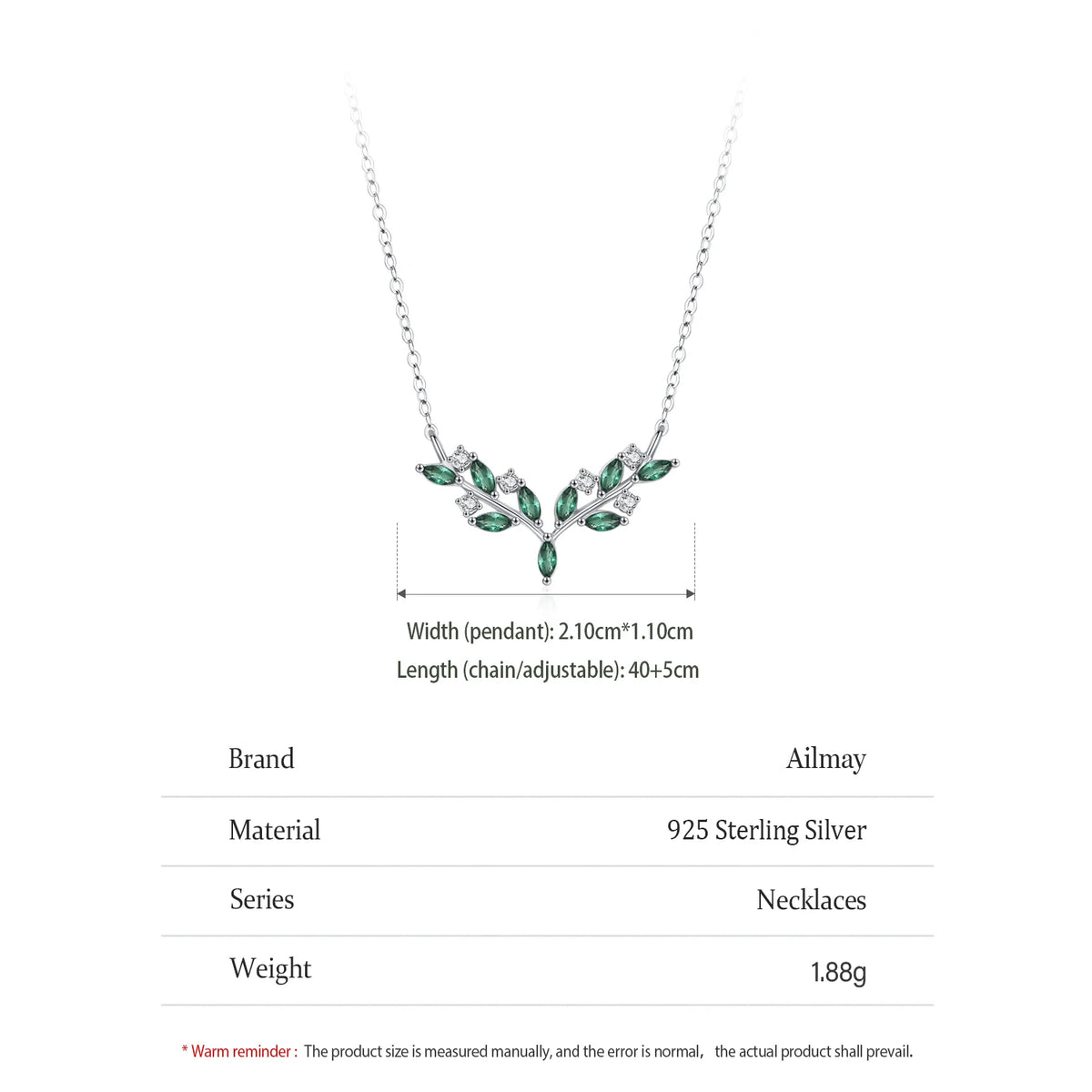 Green Olive Branch Necklace