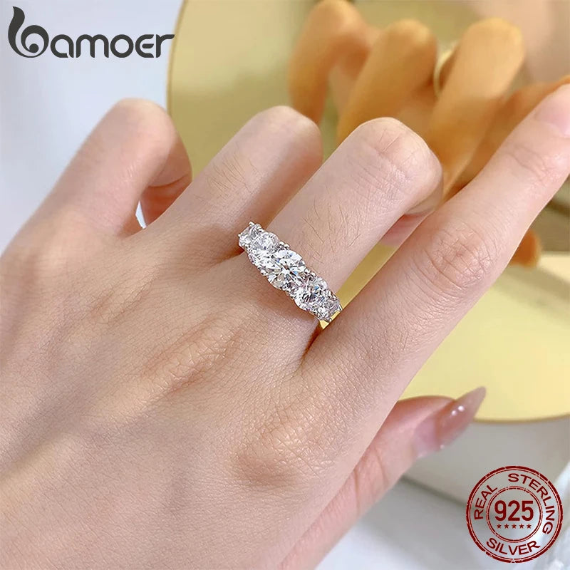 Moissanite Half Eternity Silver Ring
