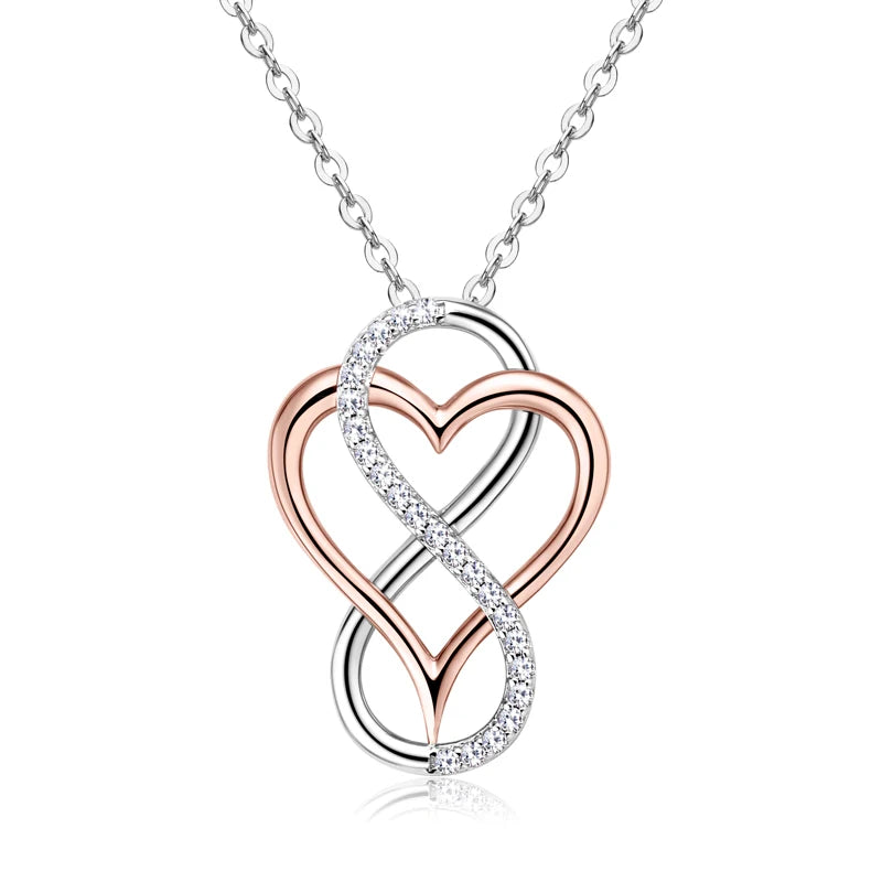 Moissanite Heart Infinity Necklace