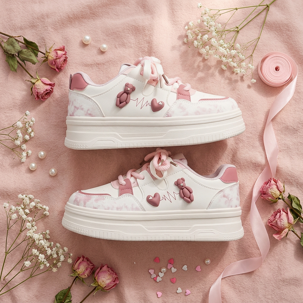 Bear Heartbeat Sneaker Flat Lay