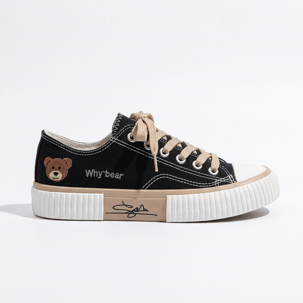 Black Bear canvas sneaker side view