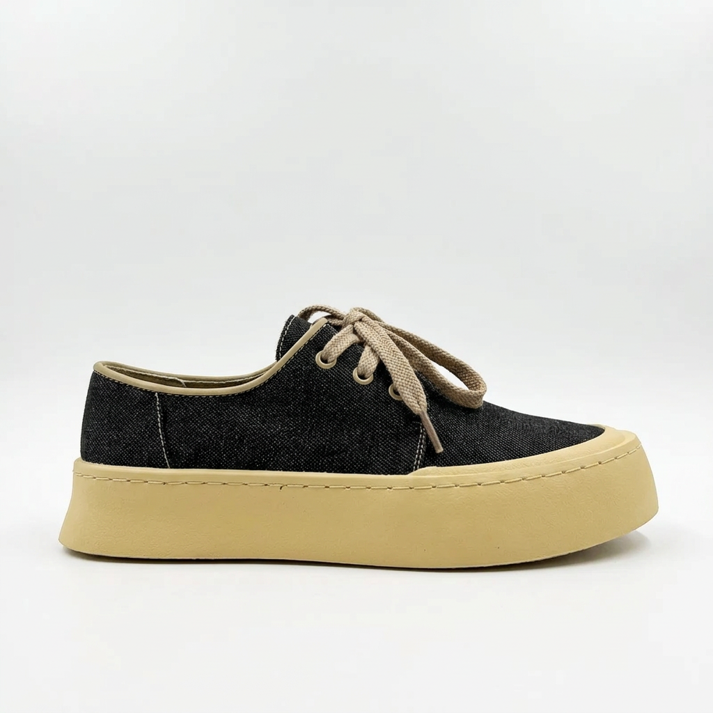 Black canvas shoe side view