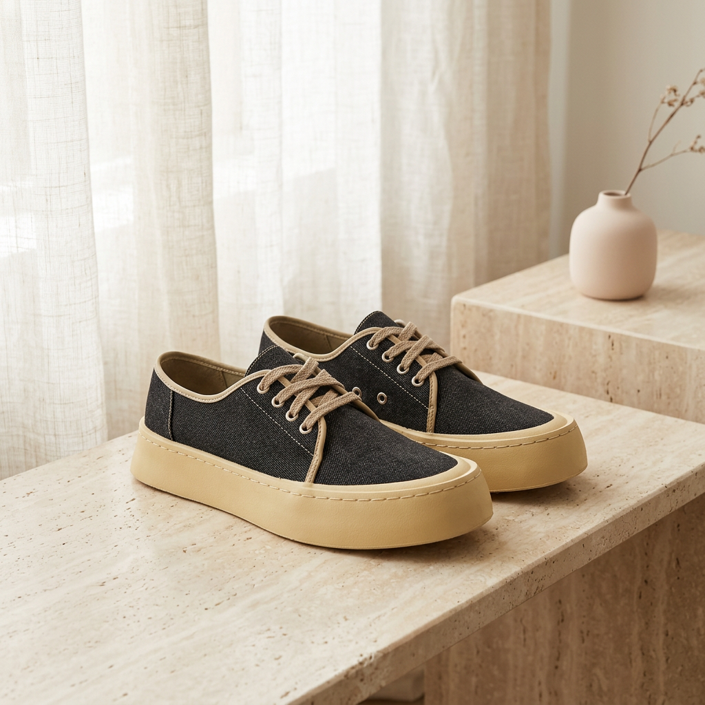 Black canvas shoes editorial shot