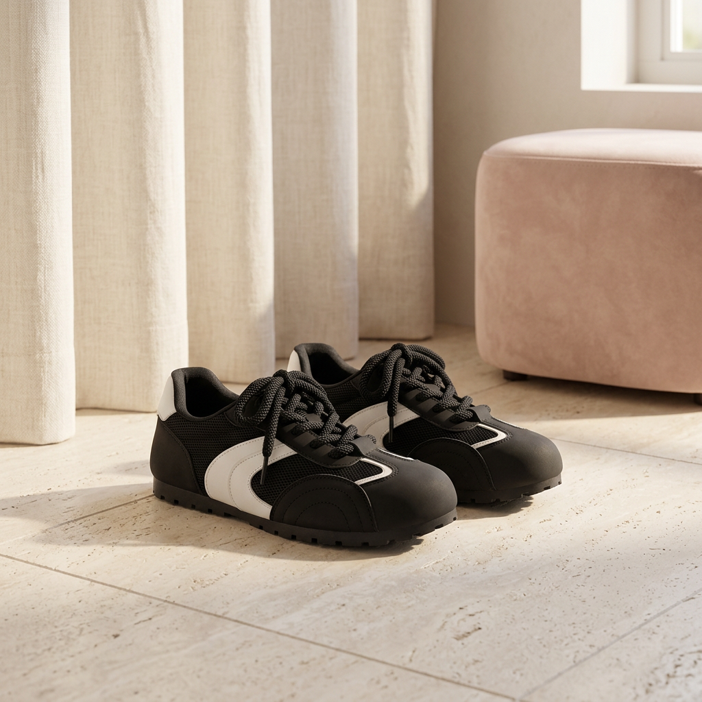 Black sneakers luxury ambient shot