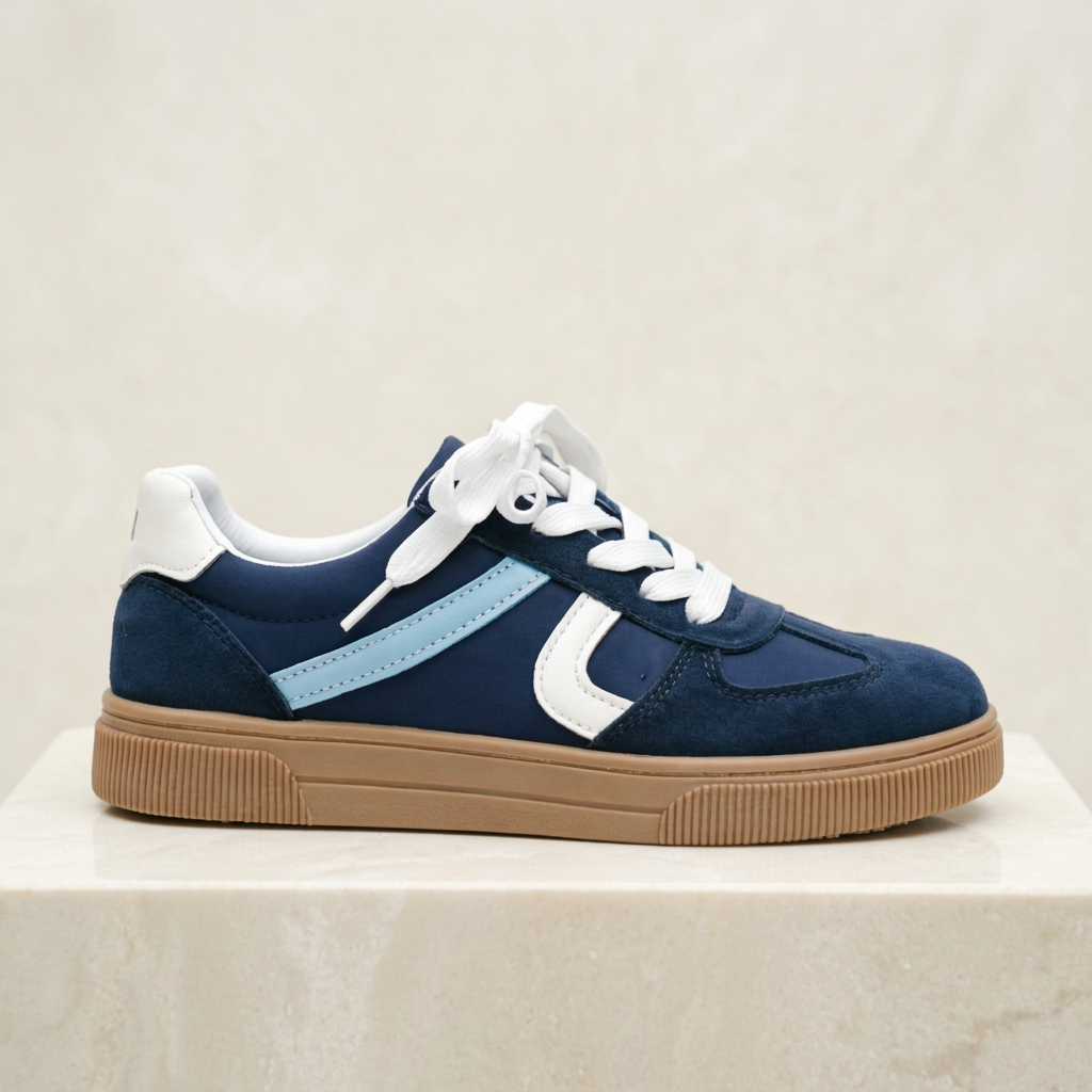 Blue Retro Candy sneaker editorial side view