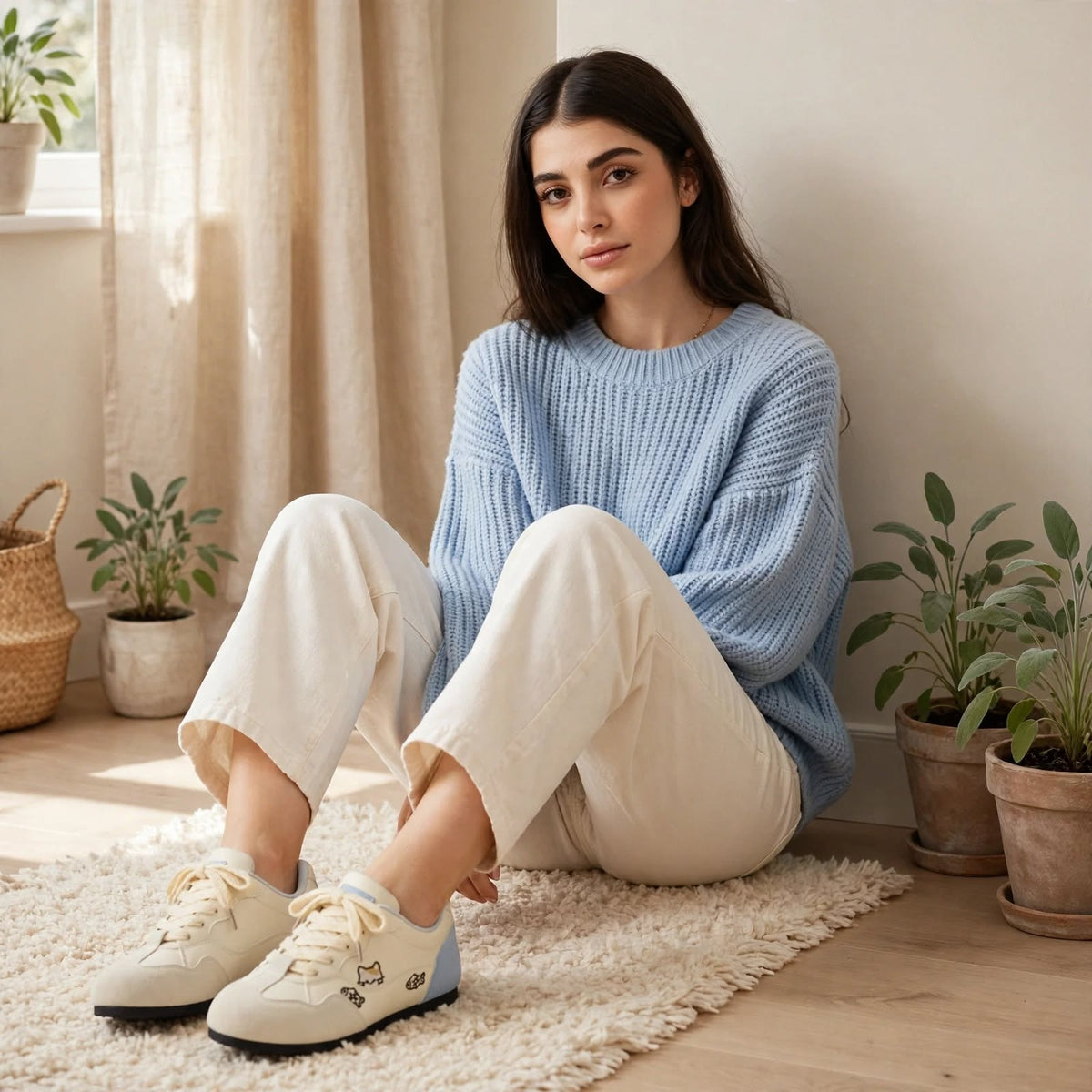 Cat Detail Retro Low-Top Sneakers