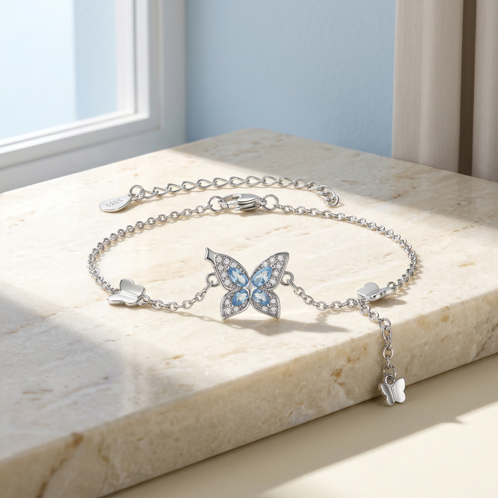 Butterfly bracelet on sunlit stone