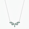 Clean green olive branch necklace display