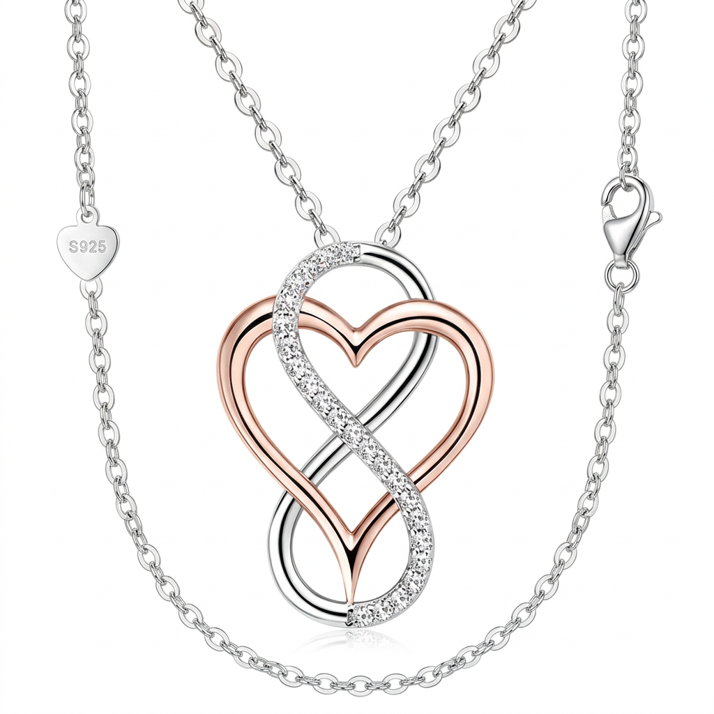 Clean heart infinity necklace display