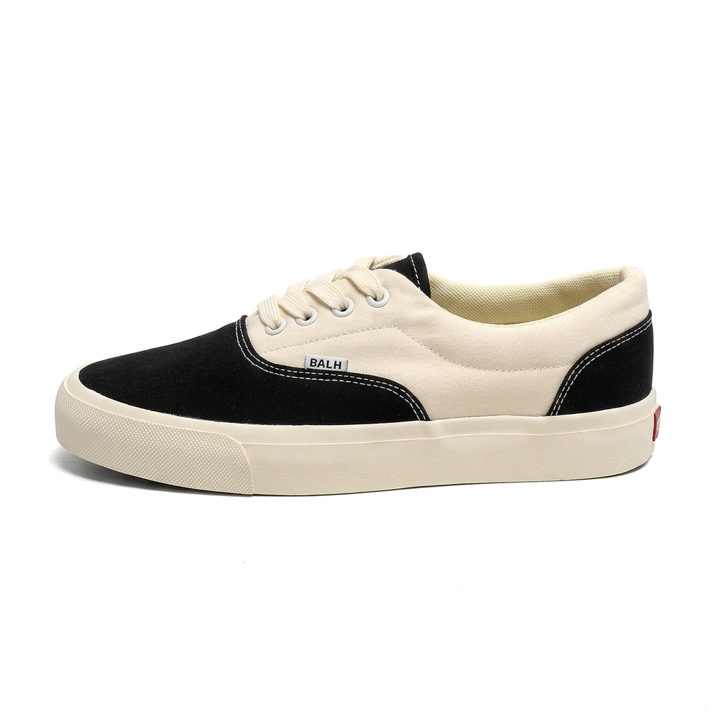 Cream and black sneaker side-view product shot