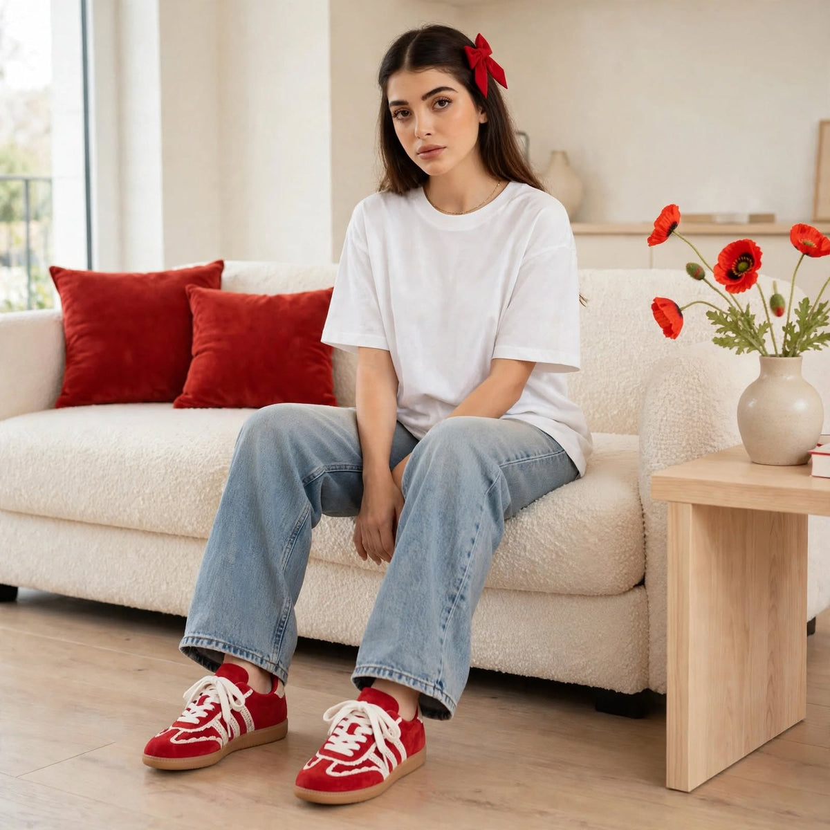 Lace Trim Retro Sneakers