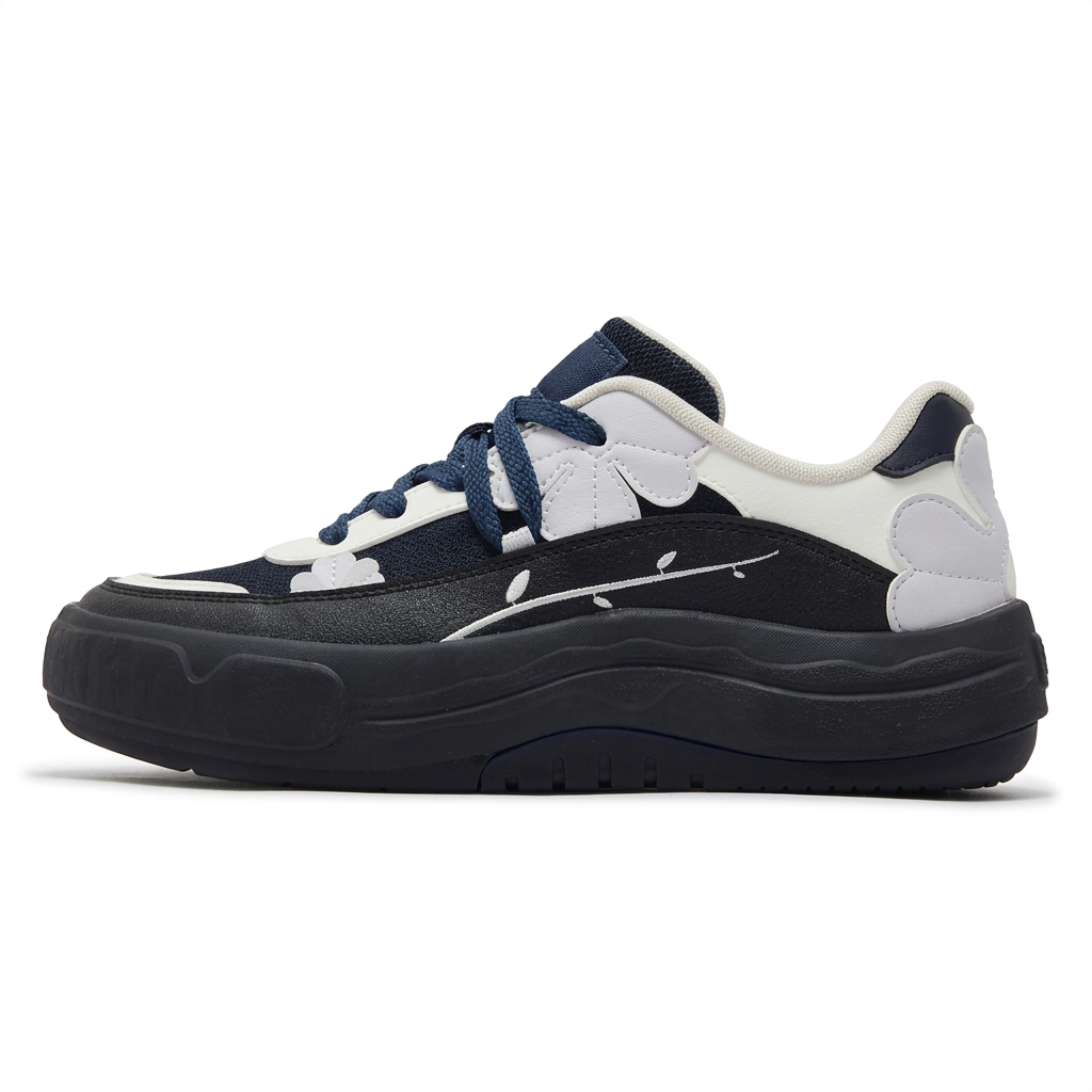 Enhanced black and white sneaker