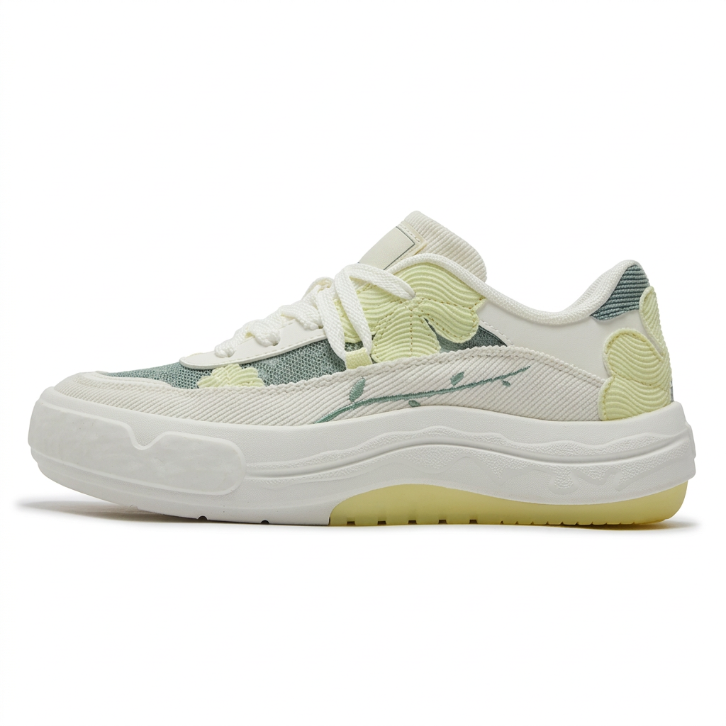 Enhanced green and yellow sneaker