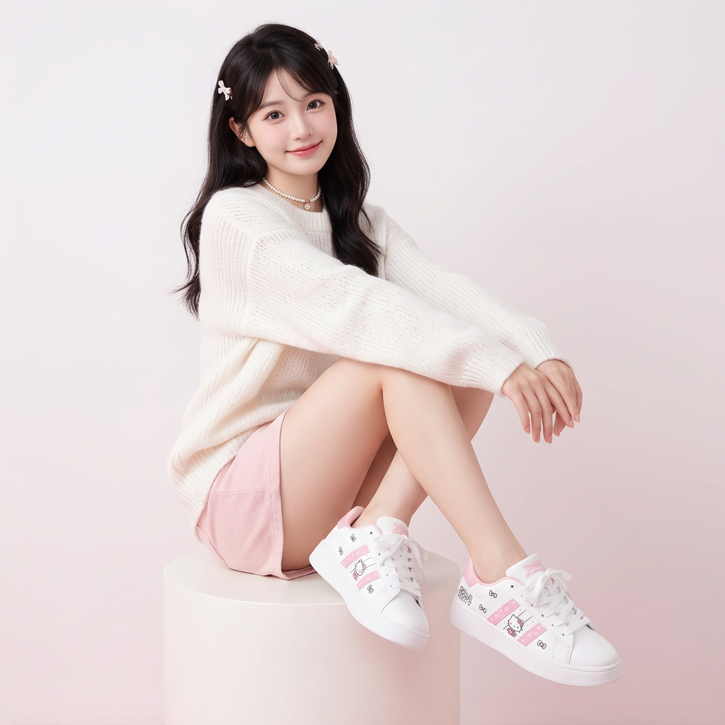 Hello Kitty Pink Sneakers – Cute Model Shot