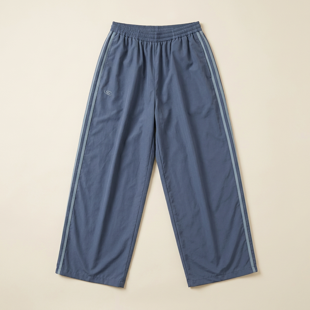 Slate blue Off-Duty Stripe Pants, flat lay