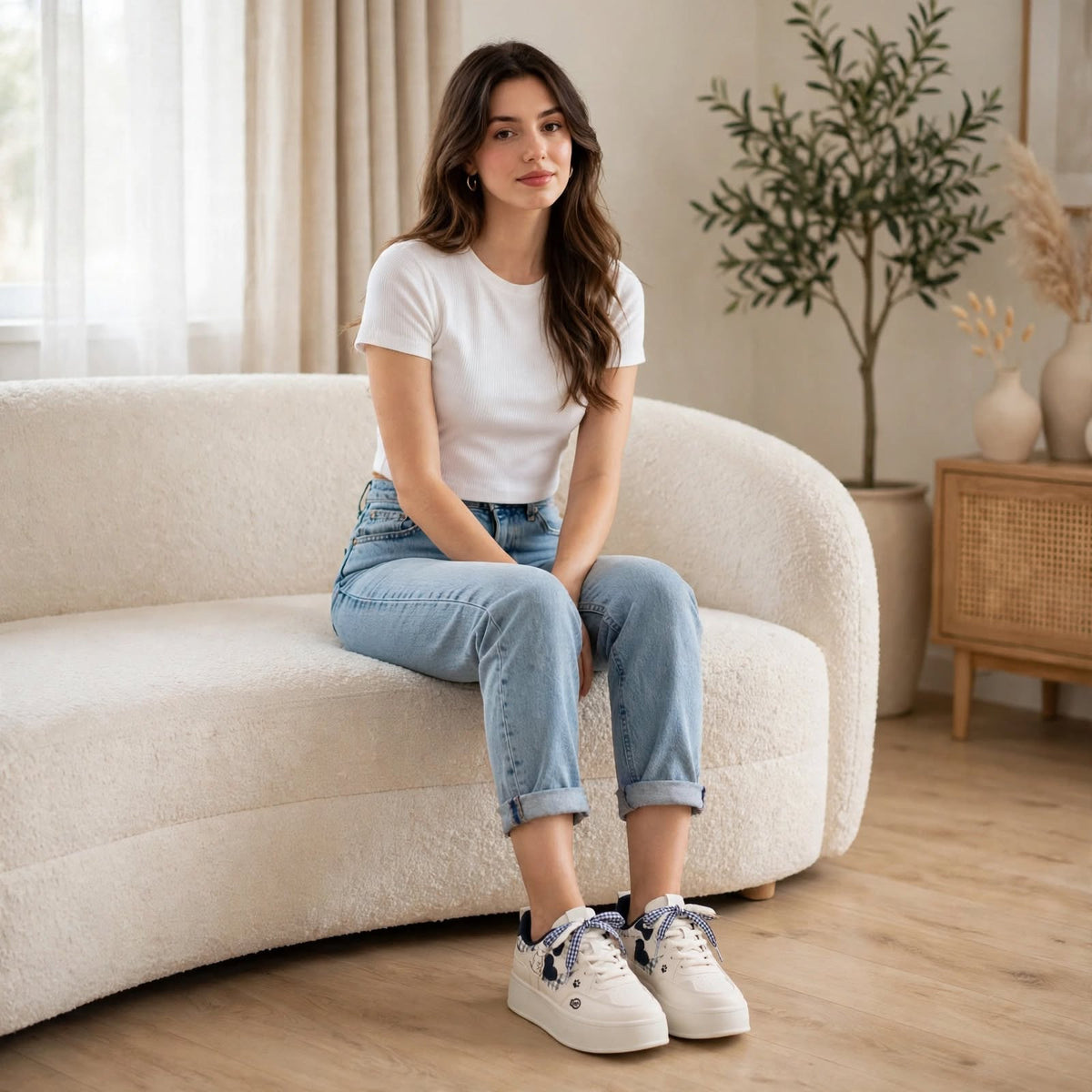Cat Patch Plaid Sneakers
