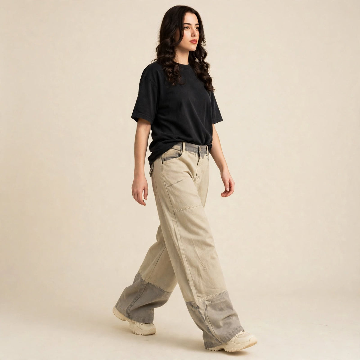 Patchwork Wide-Leg Pants