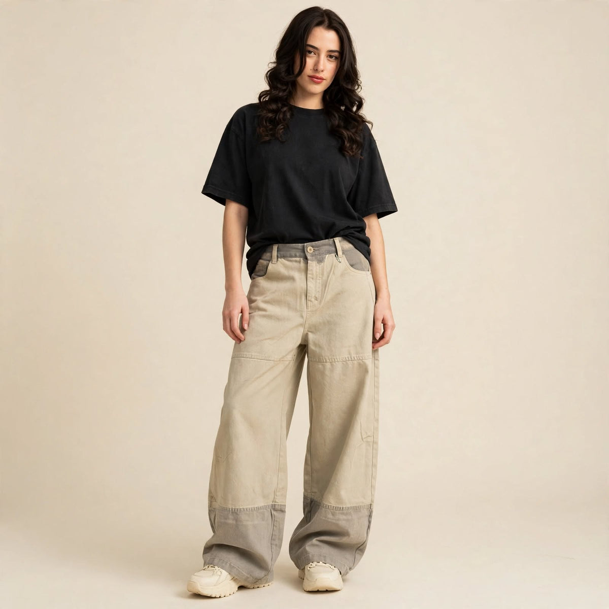 Patchwork Wide-Leg Pants
