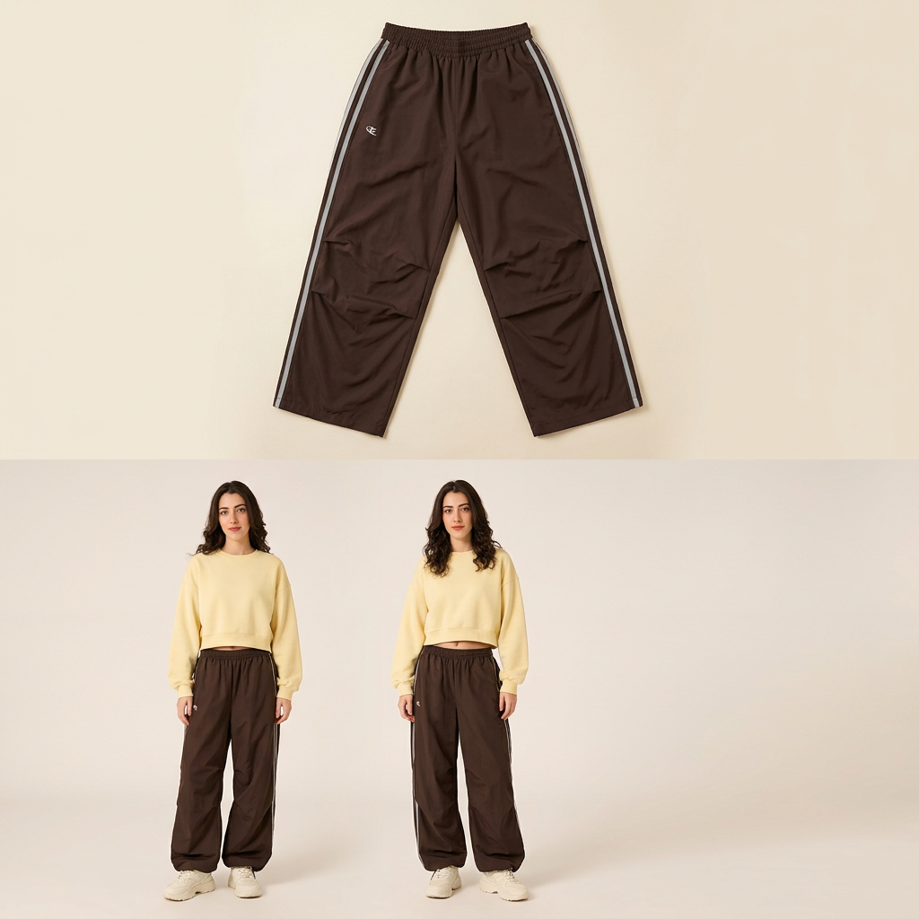 Brown Off-Duty Stripe Pants, flat lay