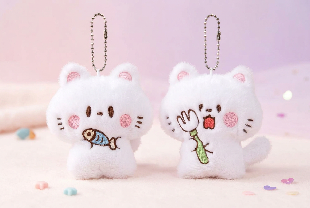 Both kawaii plush kitten variants - dreamy pastel vibe