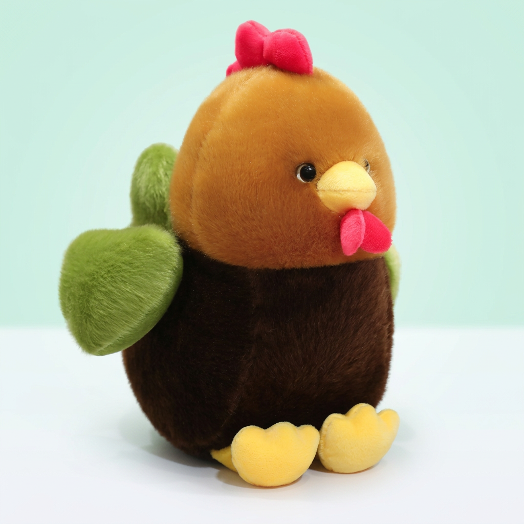 Dark Brown Kawaii Chicken Plush