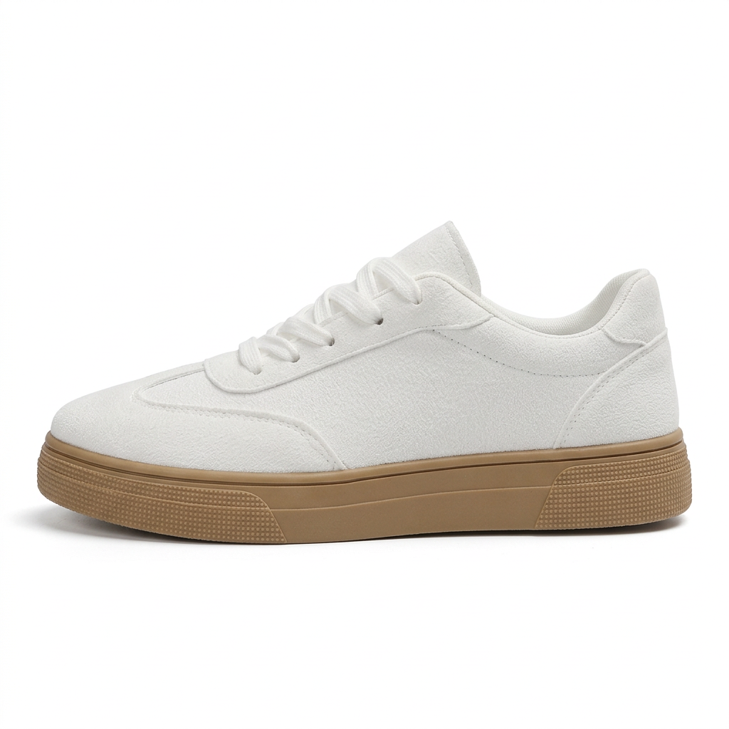 White suede sneaker - studio white background