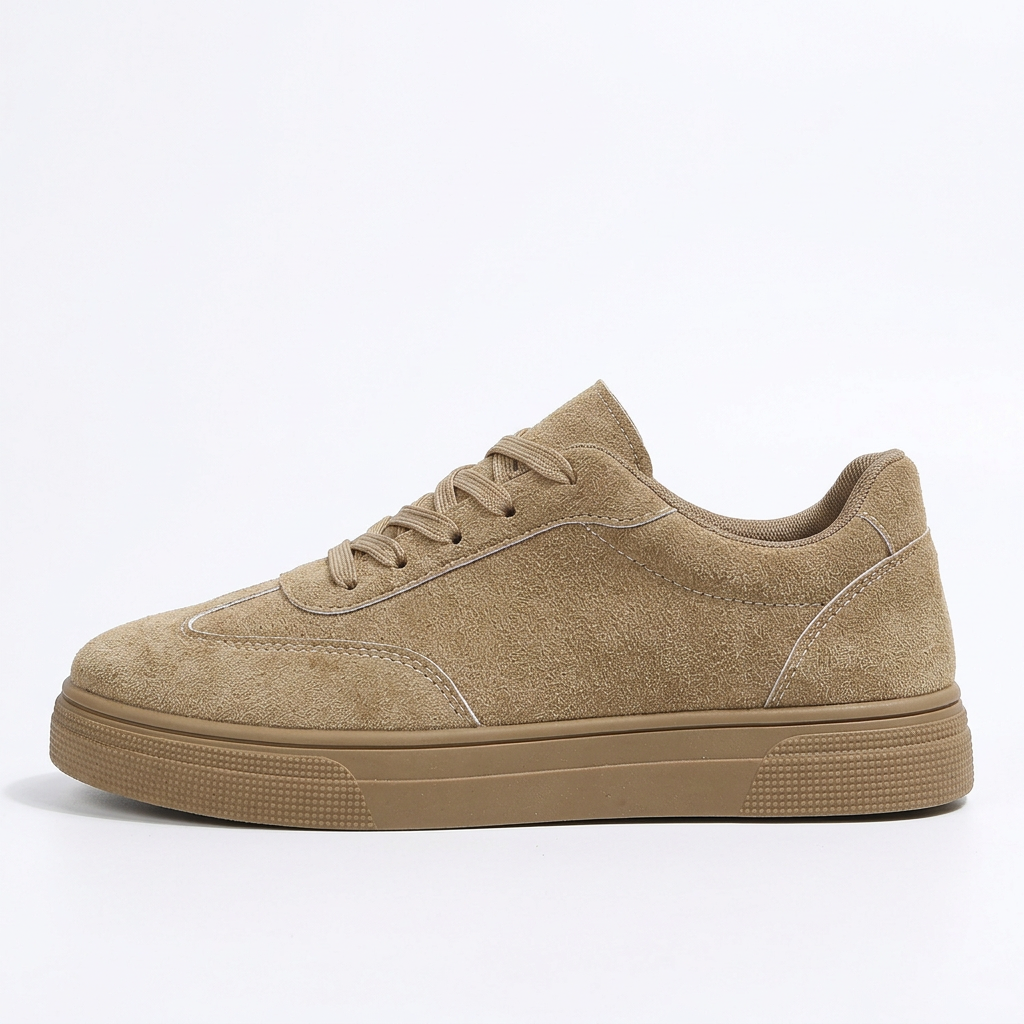 Khaki suede sneaker - studio white background