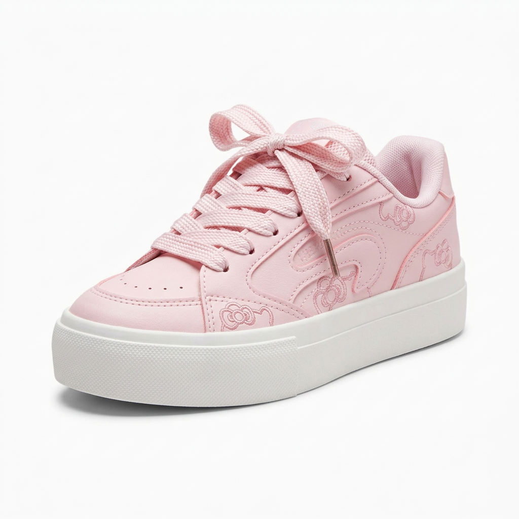 Embossed Floral Platform Sneakers – Blush Pink