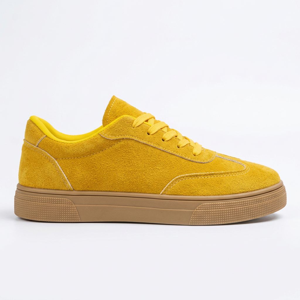 Yellow suede sneaker - studio white background