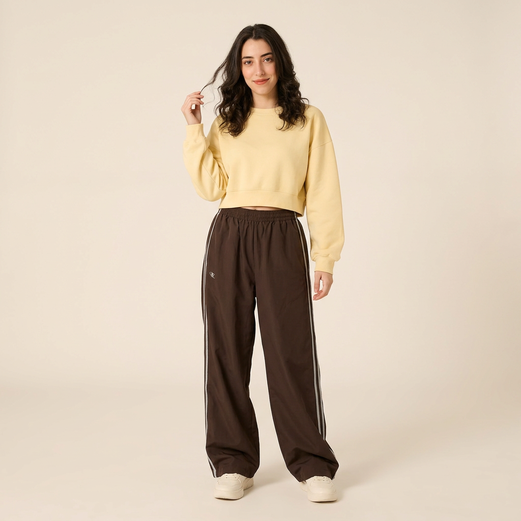 Brown Off-Duty Stripe Pants, full outfit