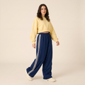 Navy Off-Duty Stripe Pants, three-quarter fit