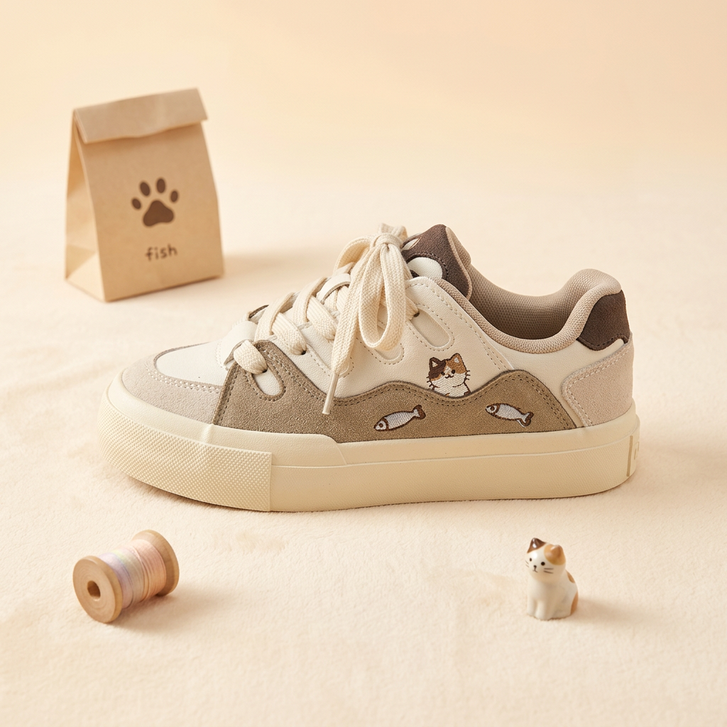 Cream cat kawaii sneaker - editorial batch 1