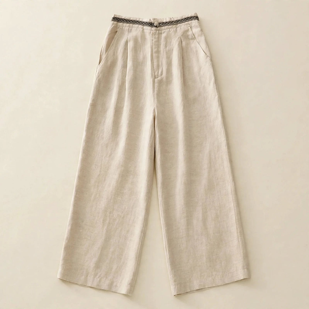 Trim-Waist Wide-Leg Pants