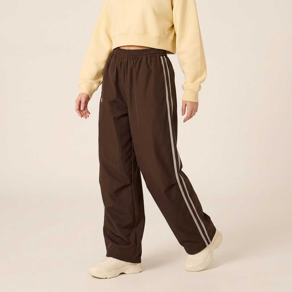 Brown Off-Duty Stripe Pants, three-quarter fit