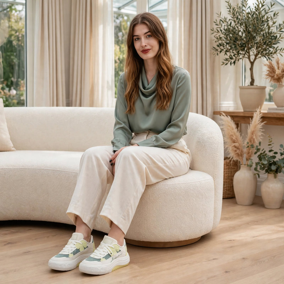 Floral Appliqué Chunky Sneakers