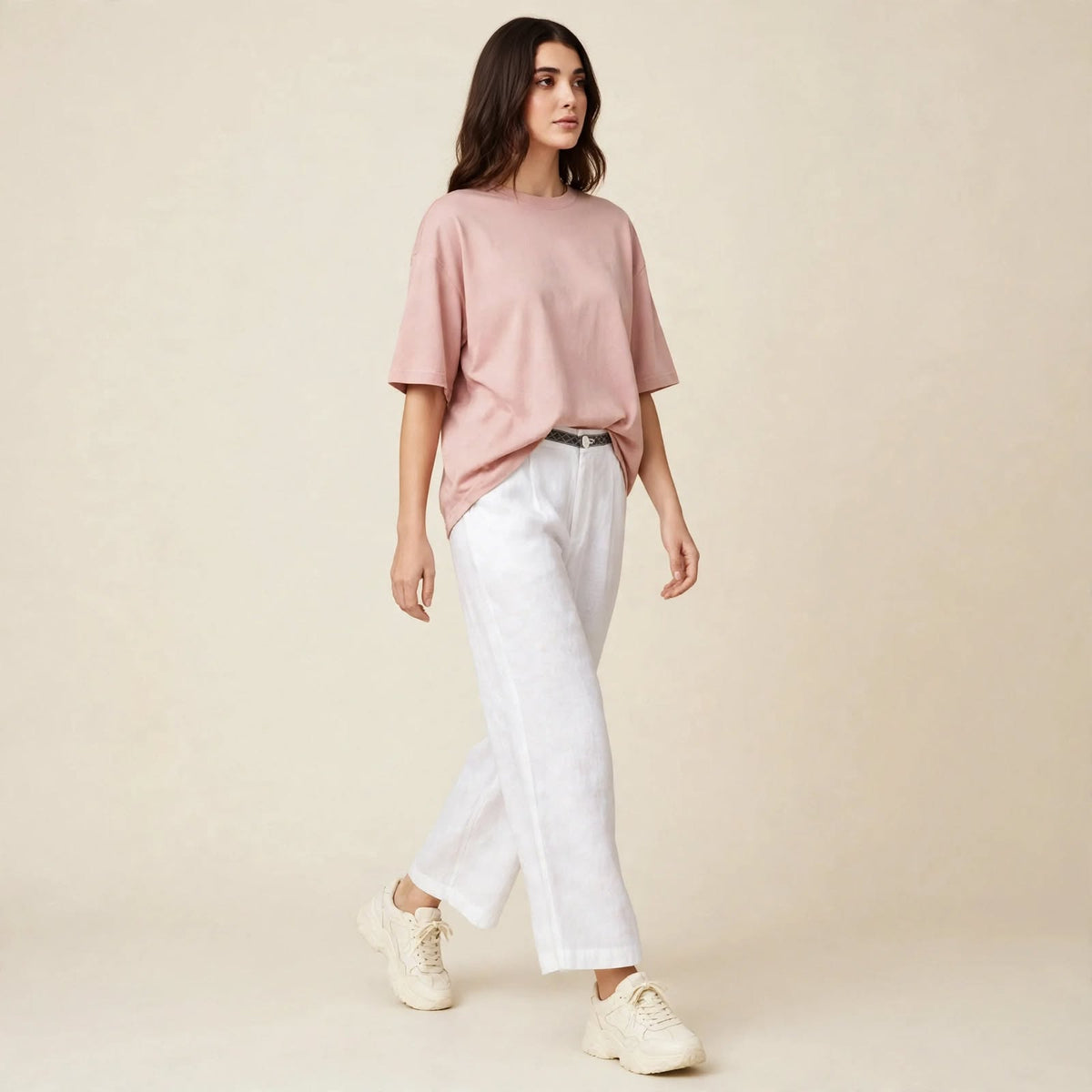 Trim-Waist Wide-Leg Pants