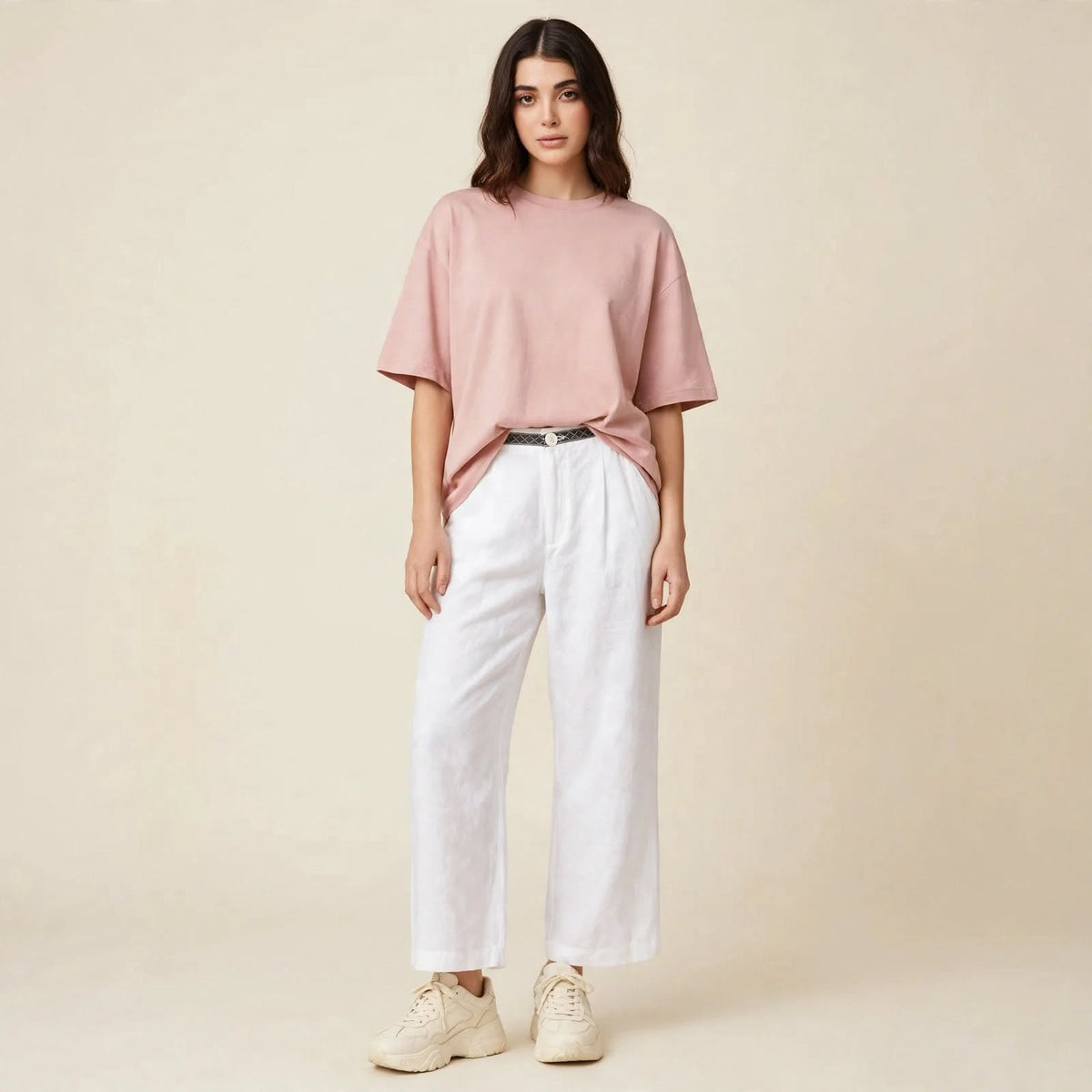 Trim-Waist Wide-Leg Pants