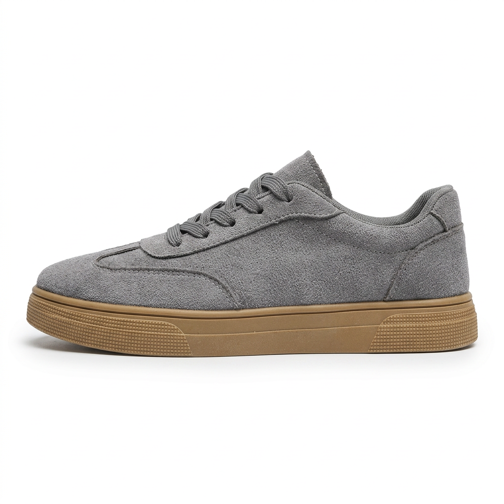 Gray suede sneaker - studio white background