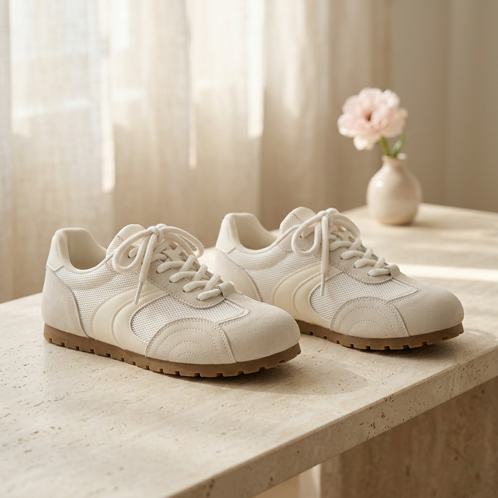 Ivory sneakers luxury ambient shot