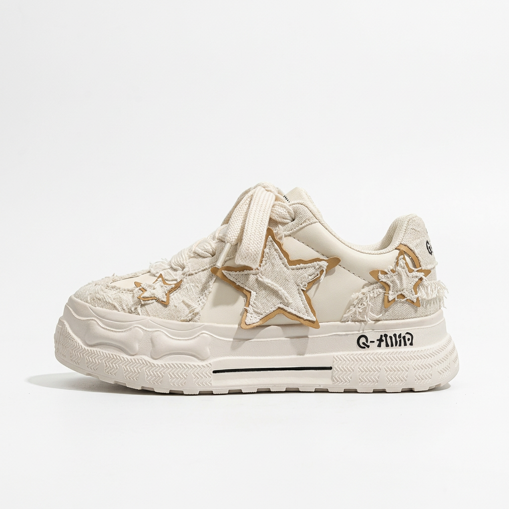 Ivory star sneaker side view