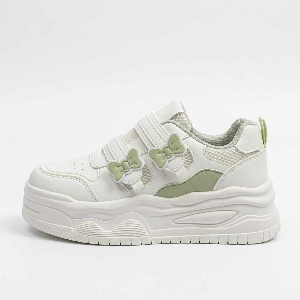 Kawaii Bow Sneaker Green Side View