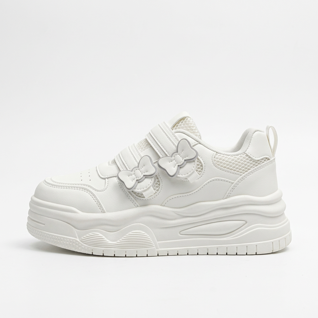 Kawaii Bow Sneaker White Side View