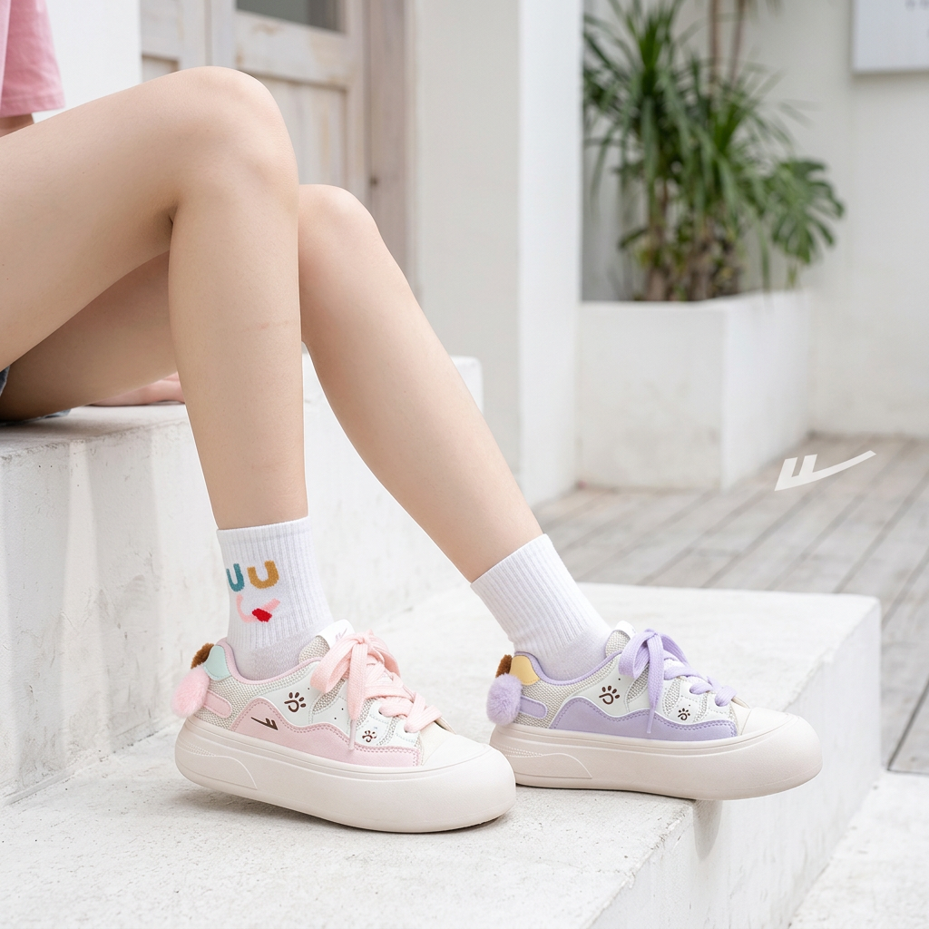 Lavender Kawaii Sneaker On-Foot Lifestyle
