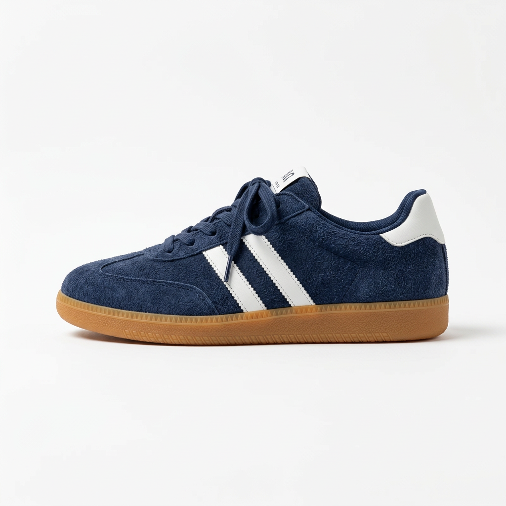 Navy Blue Retro Sneaker Clean Side View