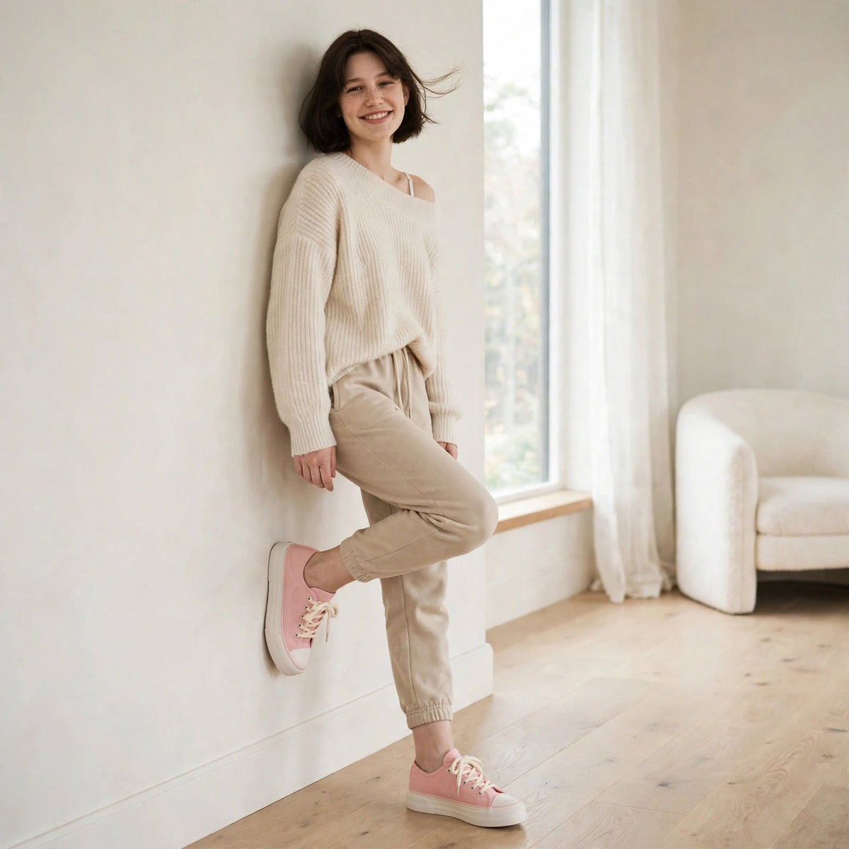 Pink Canvas Platform Sneakers